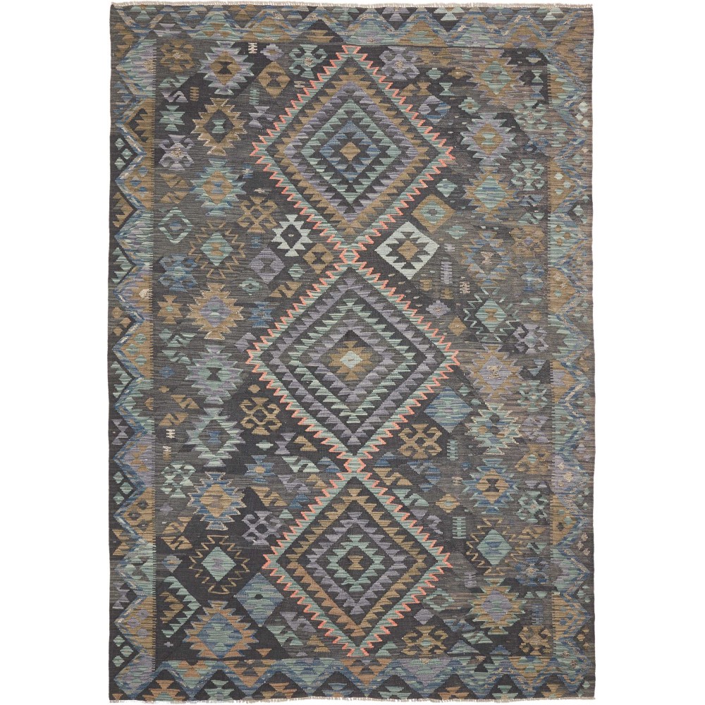 Tappeto Kilim Afghanistan azzurro marrone 200x296