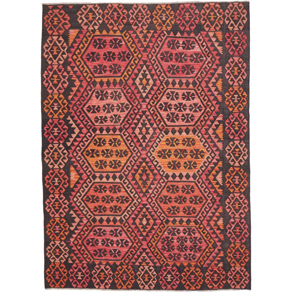 Tappeto Kilim Afghanistan grigio arancione 210x290