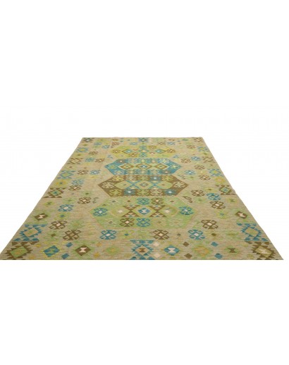 Tappeto Kilim Afghanistan marrone verde 193x299