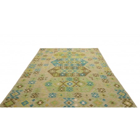 Tappeto Kilim Afghanistan marrone verde 193x299