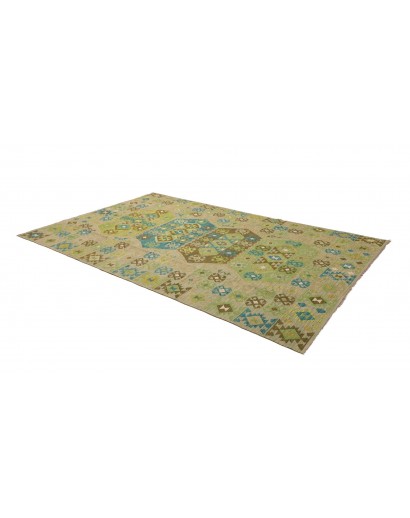 Tappeto Kilim Afghanistan marrone verde 193x299