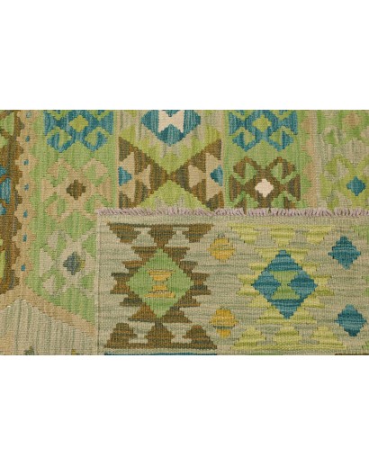 Tappeto Kilim Afghanistan marrone verde 193x299