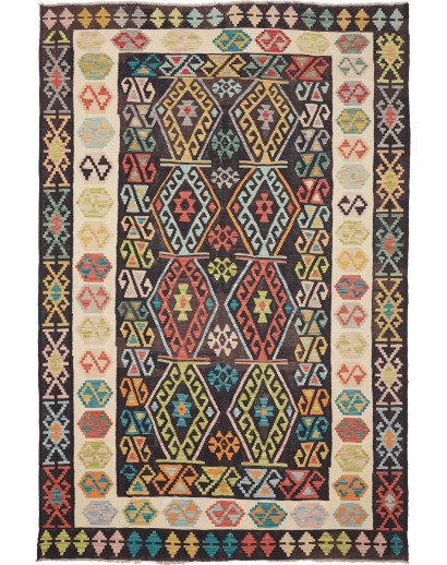 Tappeto Kilim Afghanistan marrone grigio 205x305
