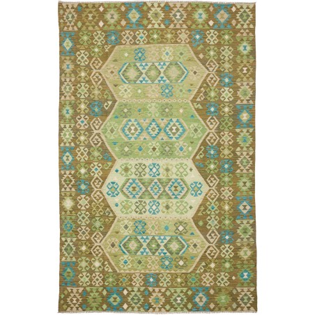 Tappeto Kilim Afghanistan marrone verde 197x307