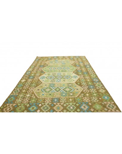 Tappeto Kilim Afghanistan marrone verde 197x307