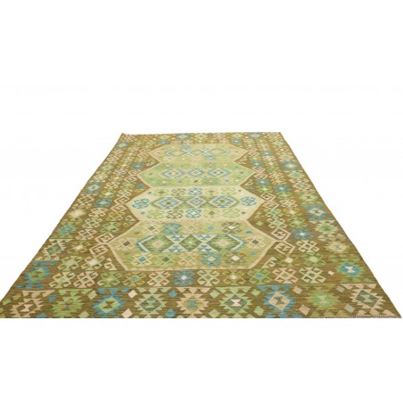 Tappeto Kilim Afghanistan marrone verde 197x307