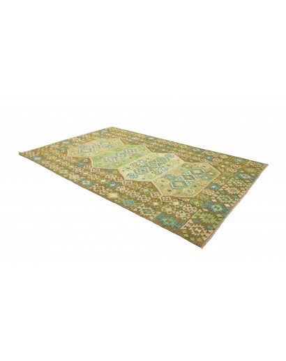 Tappeto Kilim Afghanistan marrone verde 197x307
