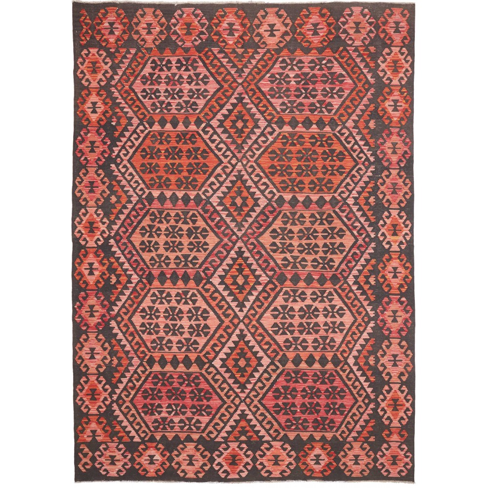 Tappeto Kilim Afghanistan verde arancione 213x301