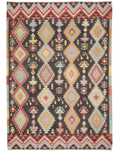 Tappeto Kilim Afghanistan marrone grigio 208x287