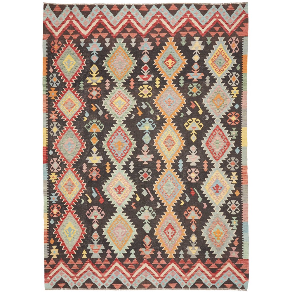 Tappeto Kilim Afghanistan marrone grigio 208x287