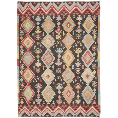 Tappeto Kilim Afghanistan marrone grigio 208x287