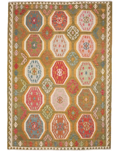 Tappeto Kilim Afghanistan arancione marrone 206x290