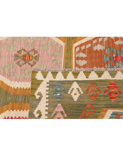 Tappeto Kilim Afghanistan arancione marrone 206x290