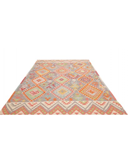 Tappeto Kilim Afghanistan marrone arancione 203x317