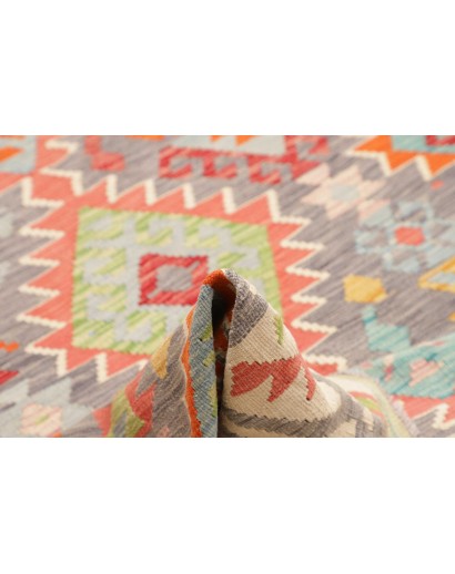 Tappeto Kilim Afghanistan marrone arancione 203x317