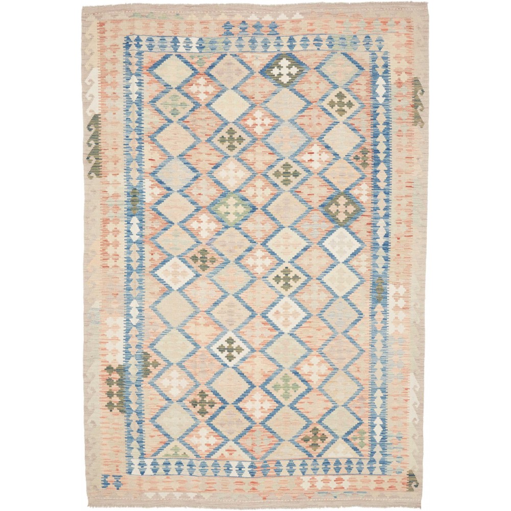 Tappeto Kilim Afghanistan bianco giallo 200x292