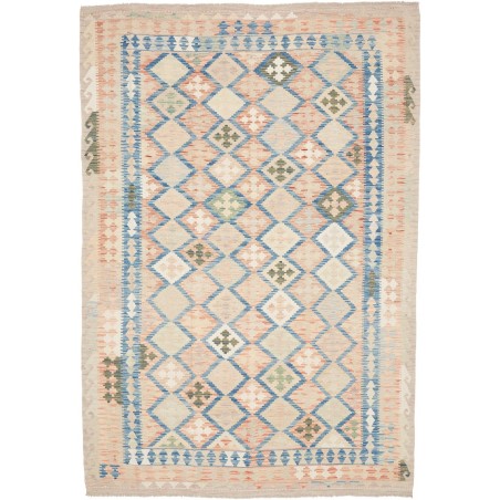 Tappeto Kilim Afghanistan bianco giallo 200x292