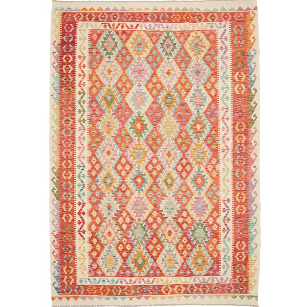 Tappeto Kilim Afghanistan marrone rosso 203x293