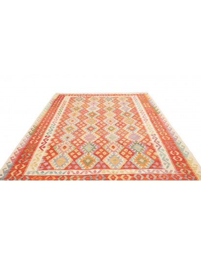 Tappeto Kilim Afghanistan marrone rosso 203x293