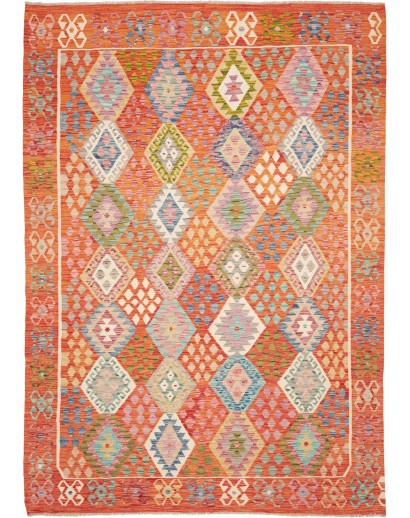 Tappeto Kilim Afghanistan arancione marrone 208x291