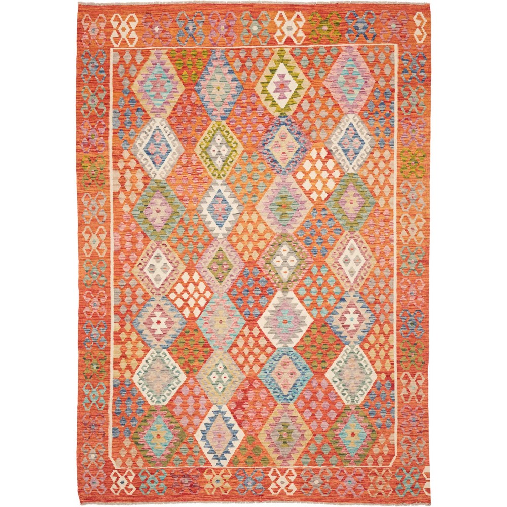 Tappeto Kilim Afghanistan arancione marrone 208x291