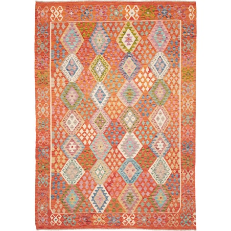Tappeto Kilim Afghanistan arancione marrone 208x291