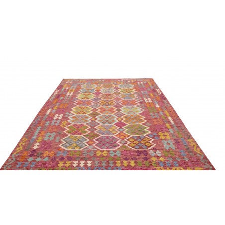 Tappeto Kilim Afghanistan rosso bianco 201x294