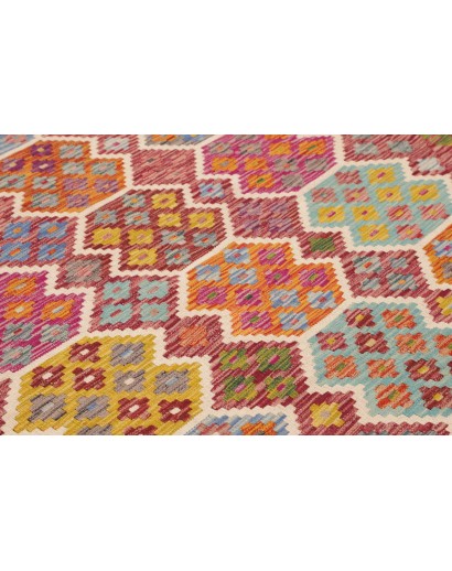 Tappeto Kilim Afghanistan rosso bianco 201x294