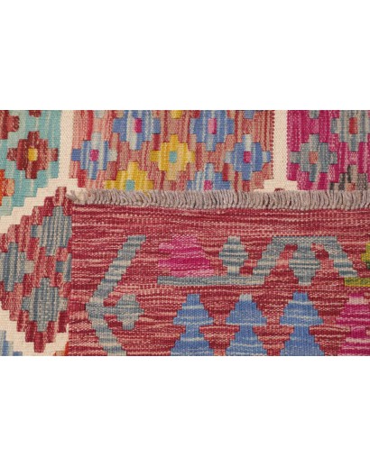 Tappeto Kilim Afghanistan rosso bianco 201x294
