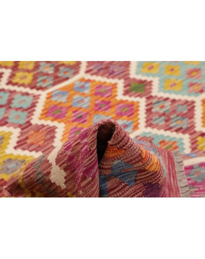 Tappeto Kilim Afghanistan rosso bianco 201x294