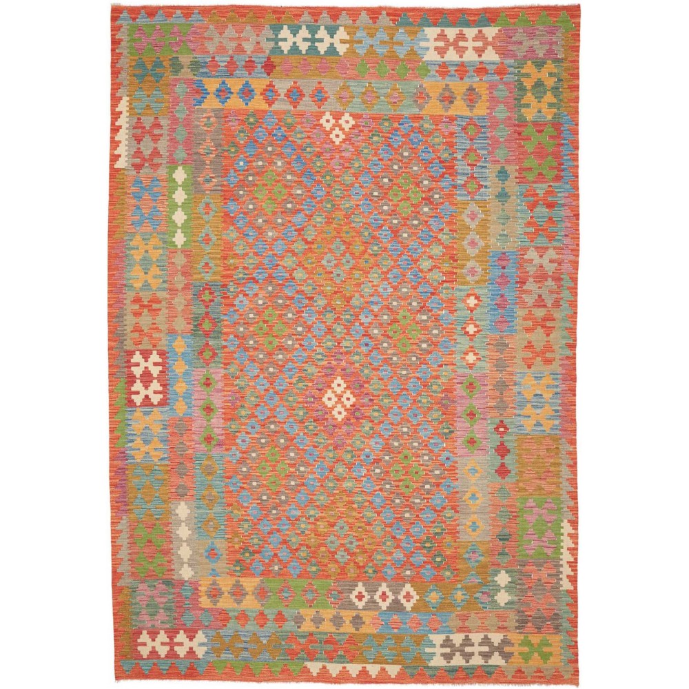 Tappeto Kilim Afghanistan marrone azzurro 203x291