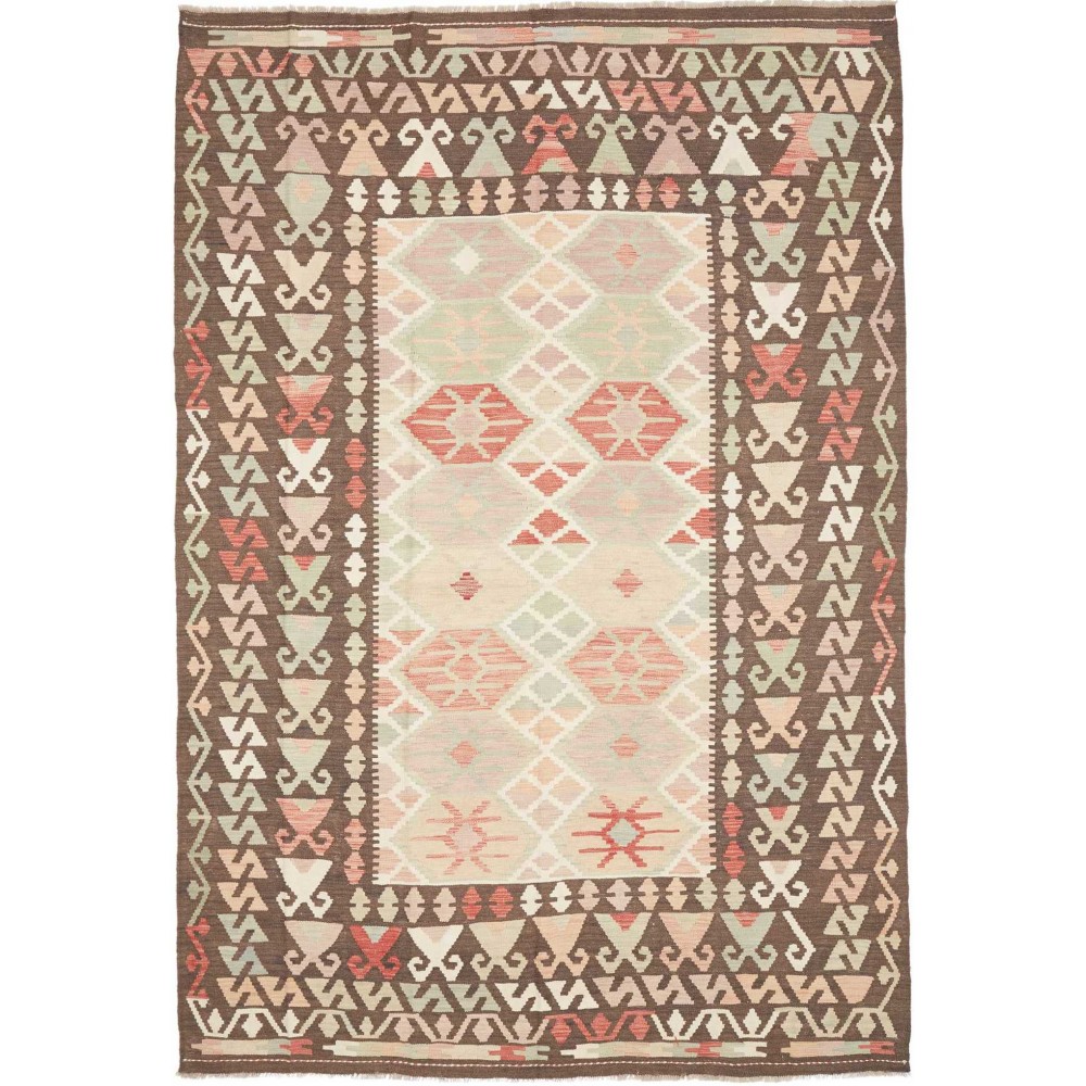 Tappeto Kilim Afghanistan giallo azzurro 204x292