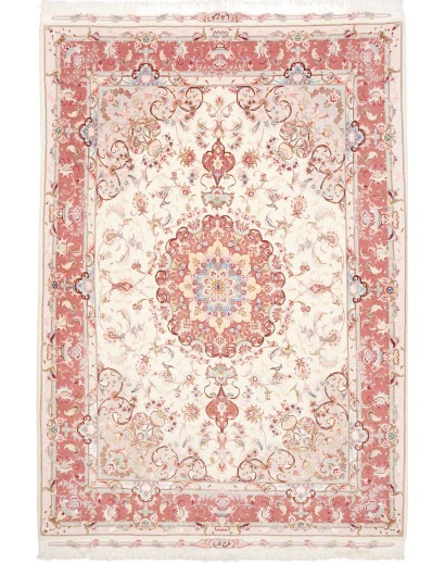 Tappeto Tabriz 70 Raj Persia bianco marrone 149x220