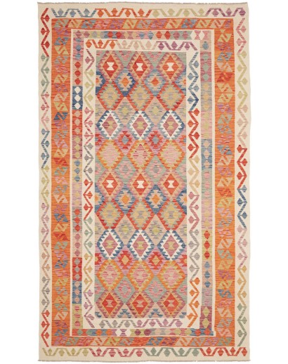 Tappeto Kilim Afghanistan marrone azzurro 198x338