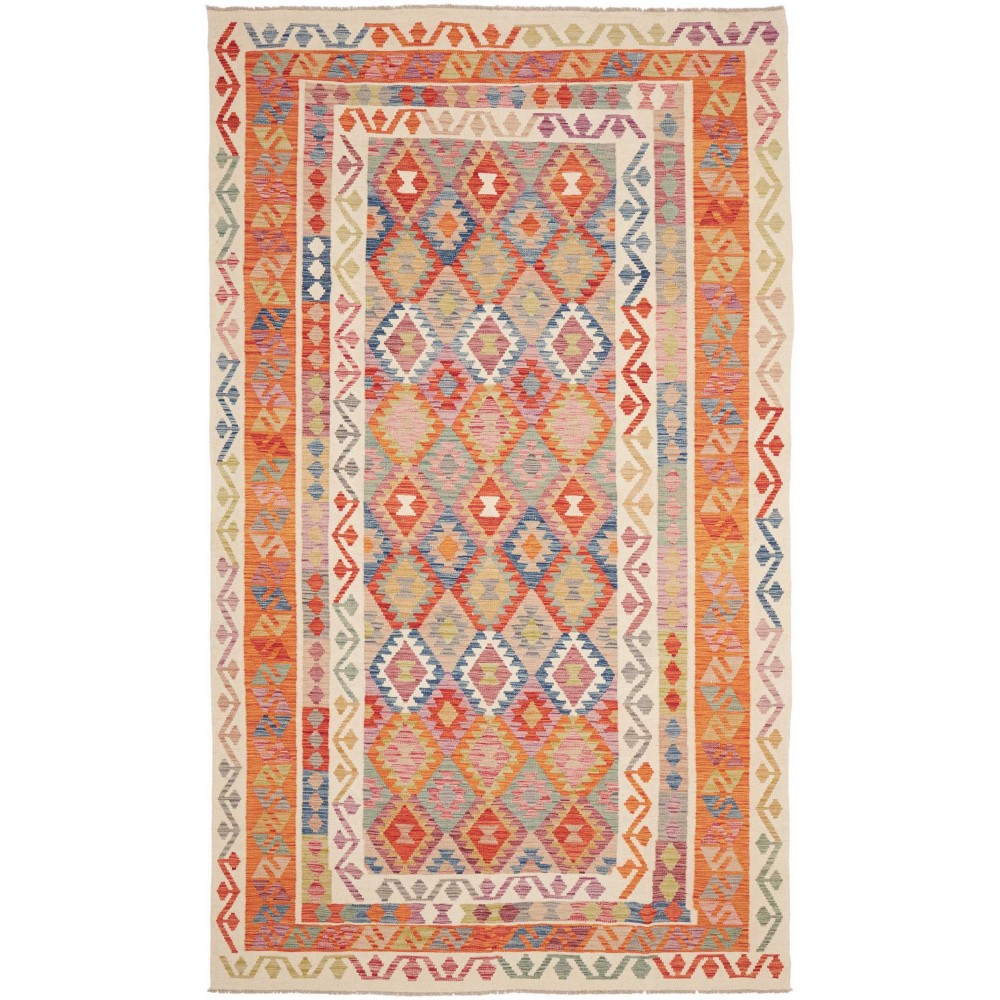 Tappeto Kilim Afghanistan marrone azzurro 198x338