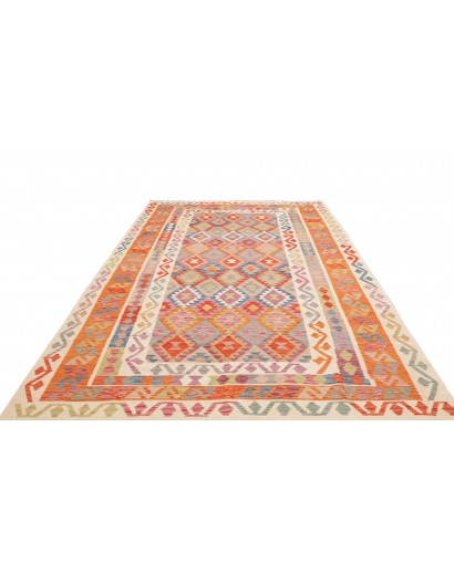 Tappeto Kilim Afghanistan marrone azzurro 198x338