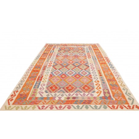 Tappeto Kilim Afghanistan marrone azzurro 198x338