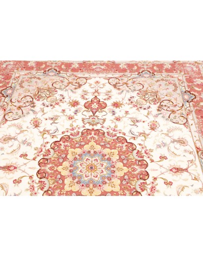 Tappeto Tabriz 70 Raj Persia bianco marrone 149x220