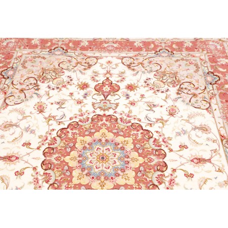 Tappeto Tabriz 70 Raj Persia bianco marrone 149x220