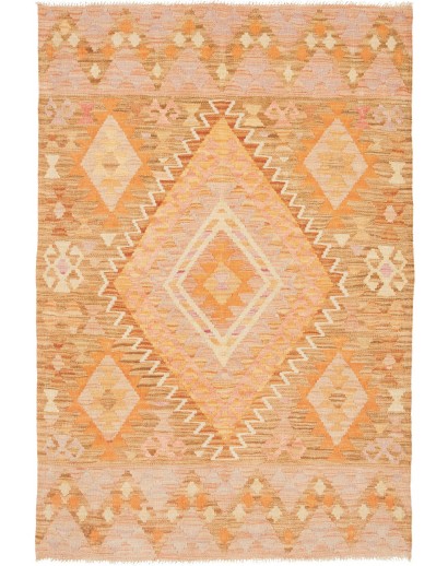 Tappeto Kilim Afghanistan marrone arancione 102x150