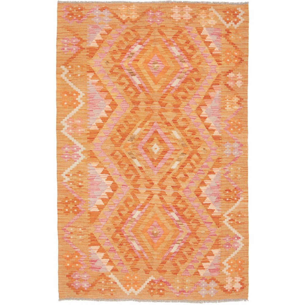 Tappeto Kilim Afghanistan arancione marrone 101x154