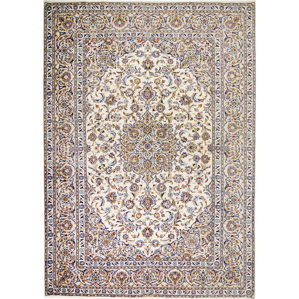 Tappeto Kashan Persia bianco grigio 257x363 Tappeto Kashan Persia bianco grigio 257x363