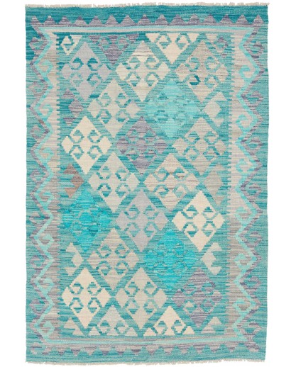 Tappeto Kilim Afghanistan azzurro beige 102x151