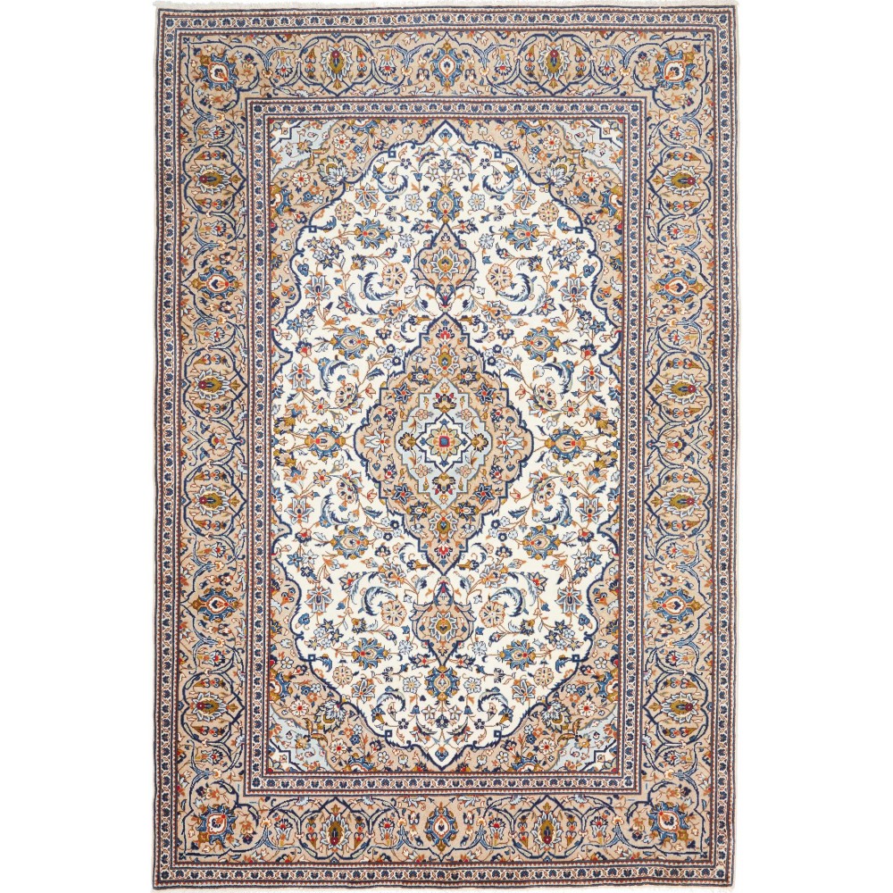 Tappeto Kashan Persia bianco marrone 200x300 Tappeto Kashan Persia bianco marrone 200x300