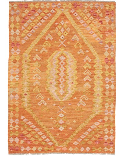 Tappeto Kilim Afghanistan marrone arancione 105x149