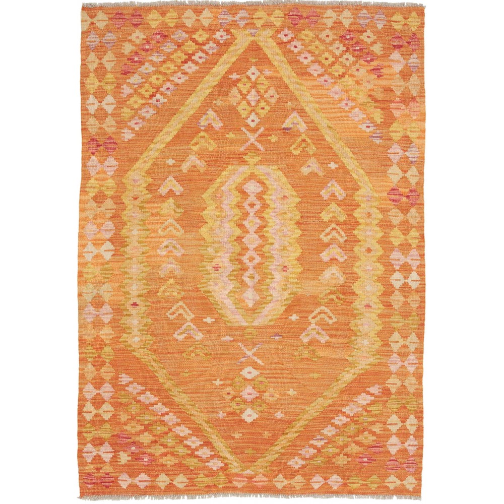 Tappeto Kilim Afghanistan marrone arancione 105x149