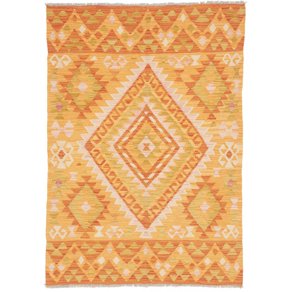 Tappeto Kilim Afghanistan marrone giallo 101x143