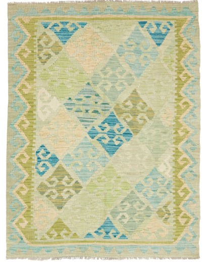 Tappeto Kilim Afghanistan marrone blu 109x144