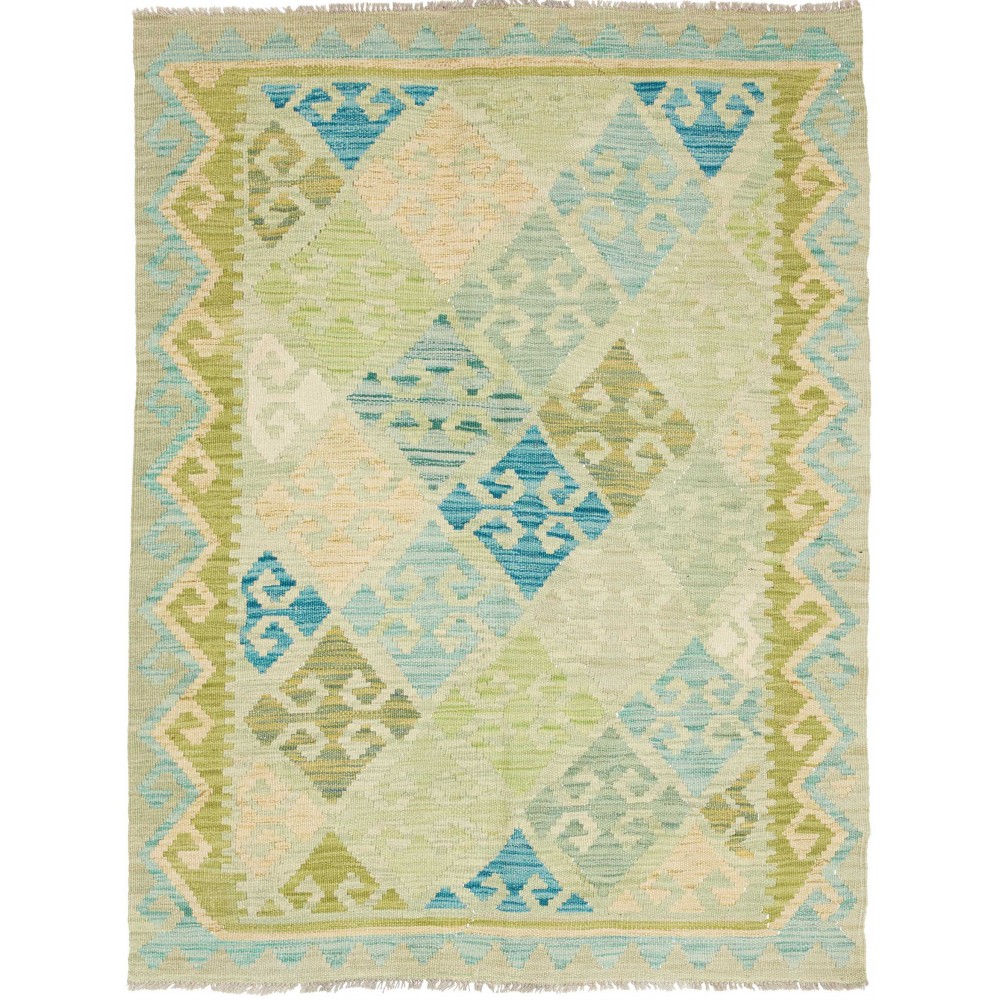 Tappeto Kilim Afghanistan marrone blu 109x144