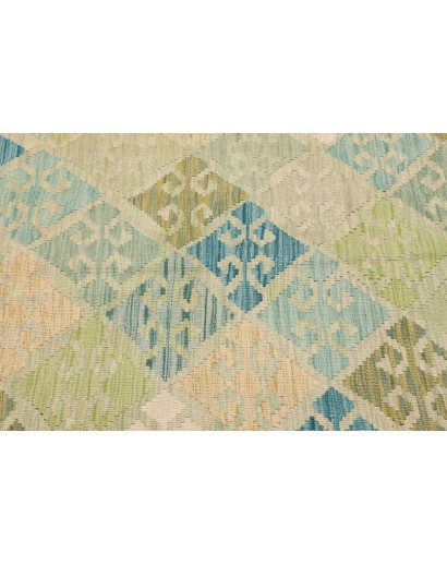 Tappeto Kilim Afghanistan marrone blu 109x144